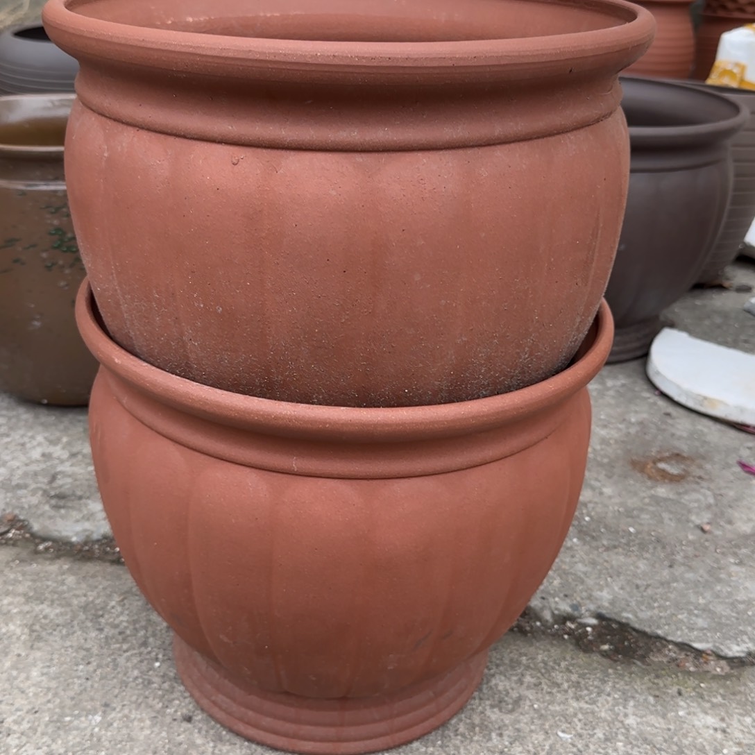 紫砂花盆口35高30宜兴紫砂瑕疵里面火裂花泥