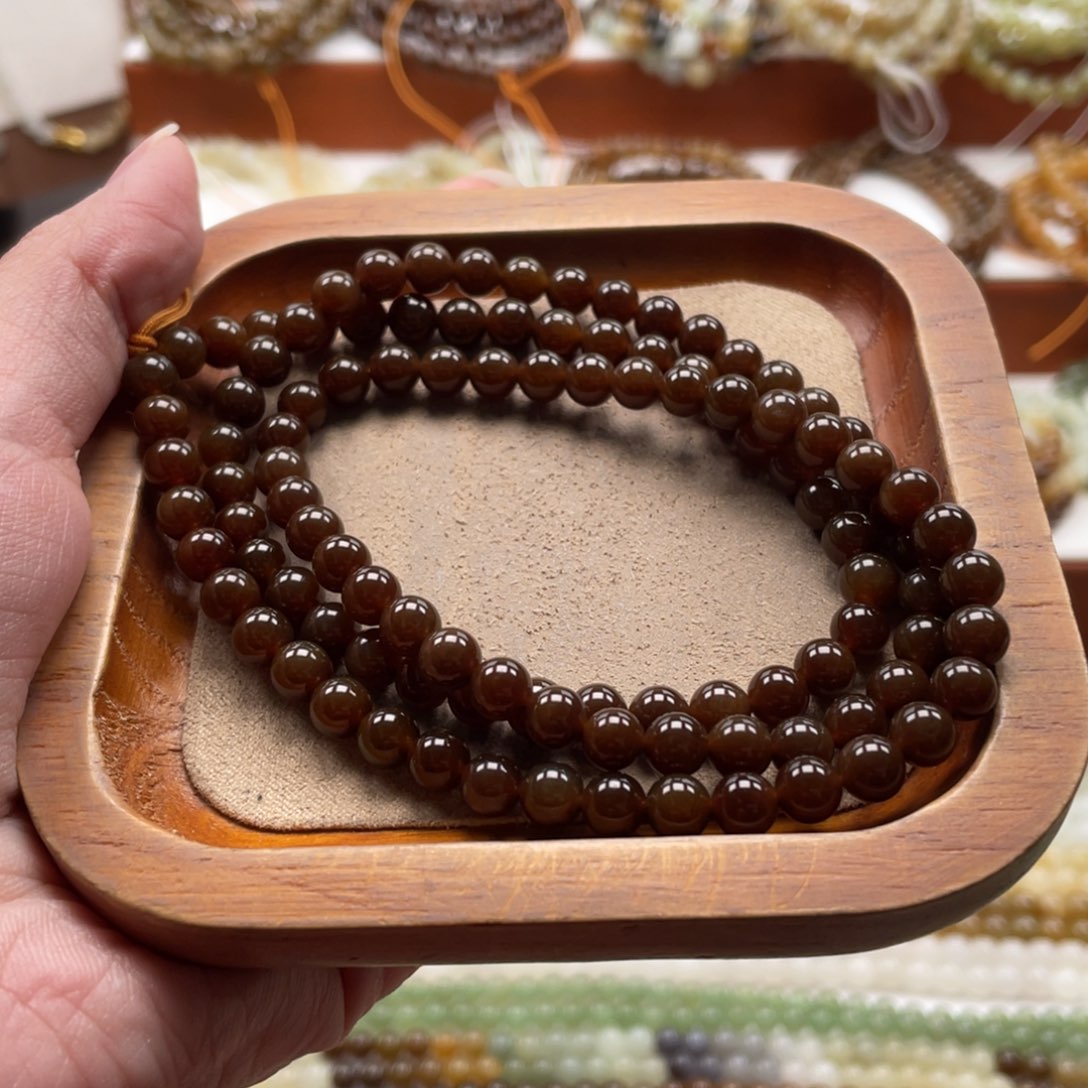 和田玉未镶嵌毛衣链珠串6mm