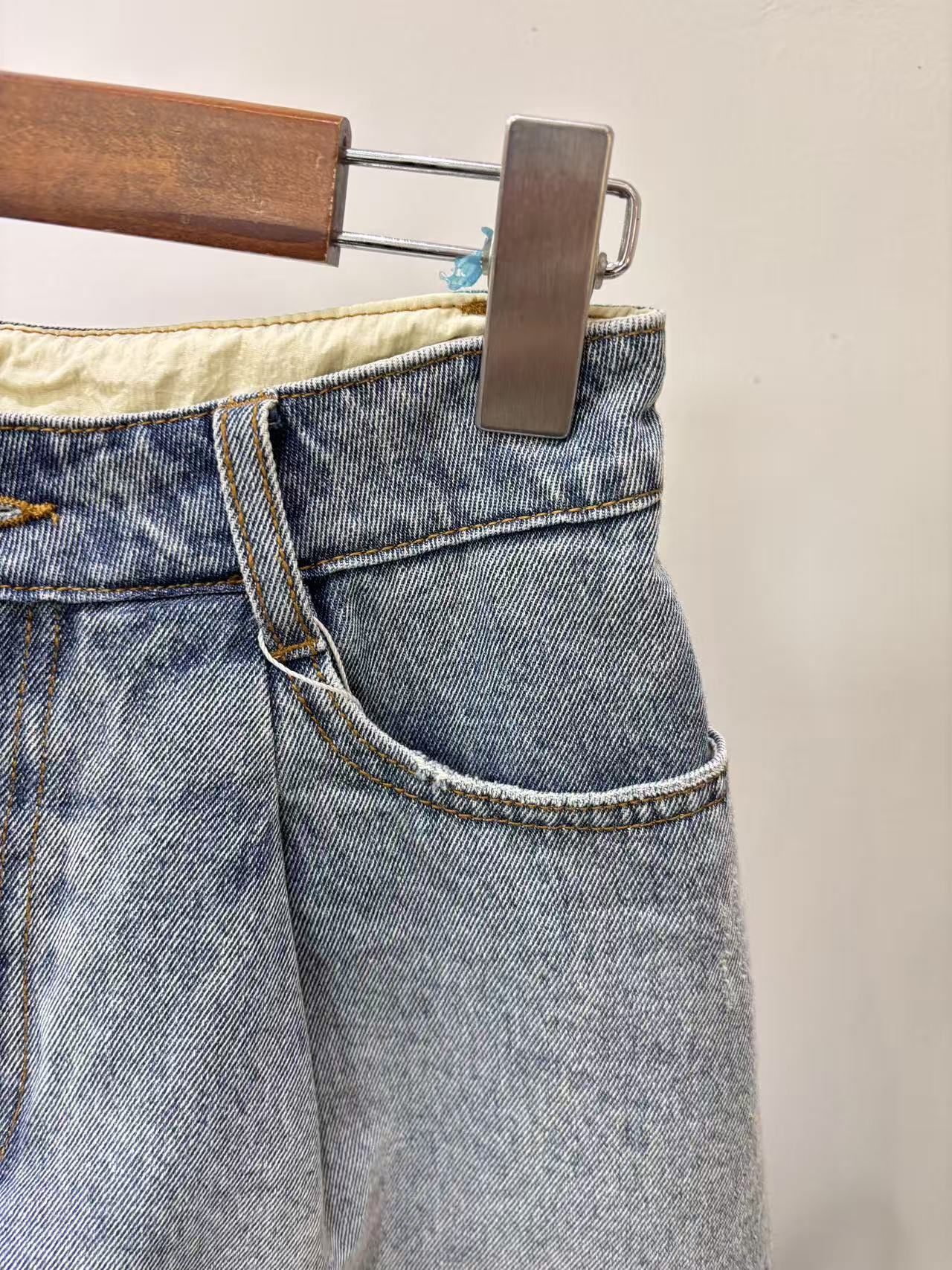 [轻奢] 蓝色夏季百搭复古磨边印花牛仔短裤 ZK530