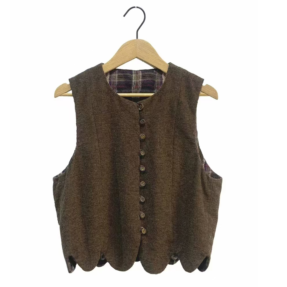 左岸迷香 果儿坊【马甲】24秋冬上新 褐绿色短马甲 马夹 6002