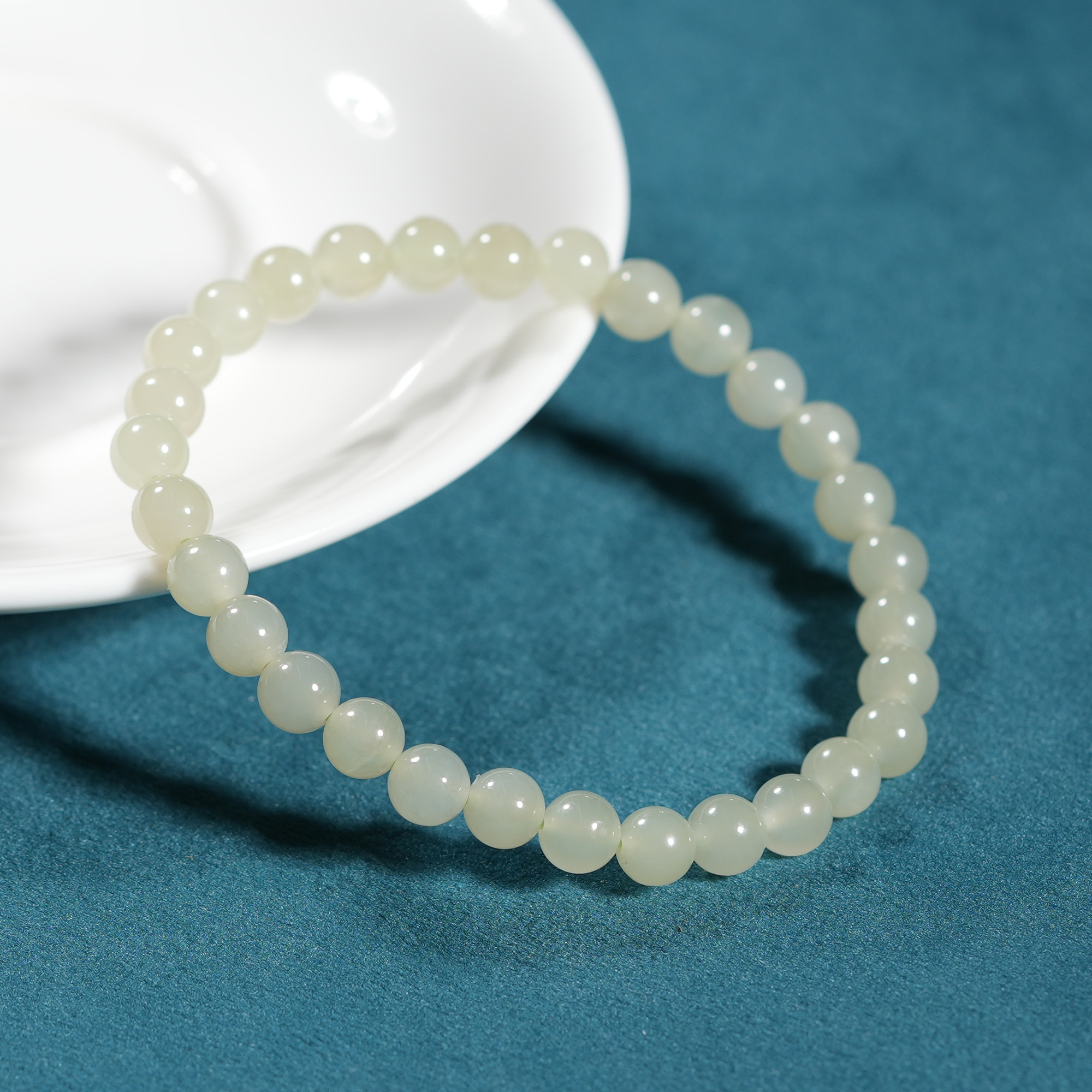 天然和田玉冰清水手串6mm圆珠手链 多样性发其一 S047