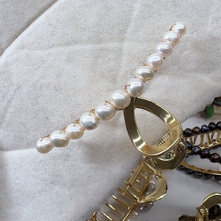 淡水珍珠发饰银S925镶嵌会***亮