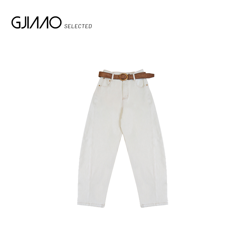 52698 加绒米白色阔腿牛仔裤