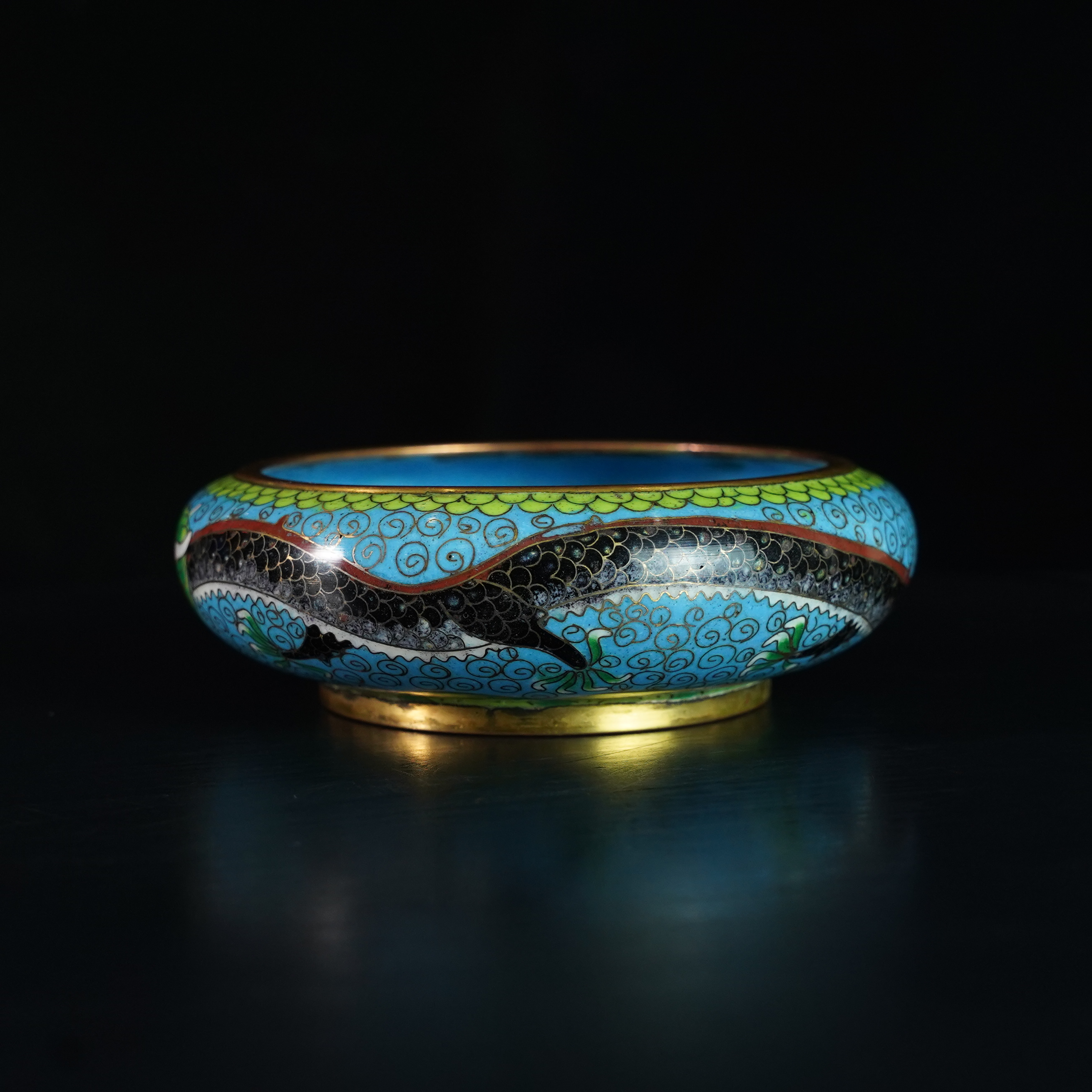 LDGJ250124015【十竹斋】民国晚期铜胎掐丝珐琅龙纹笔洗