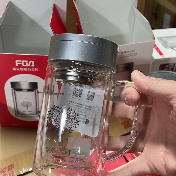 玻璃茶隔款富光把手玻璃杯有茶漏