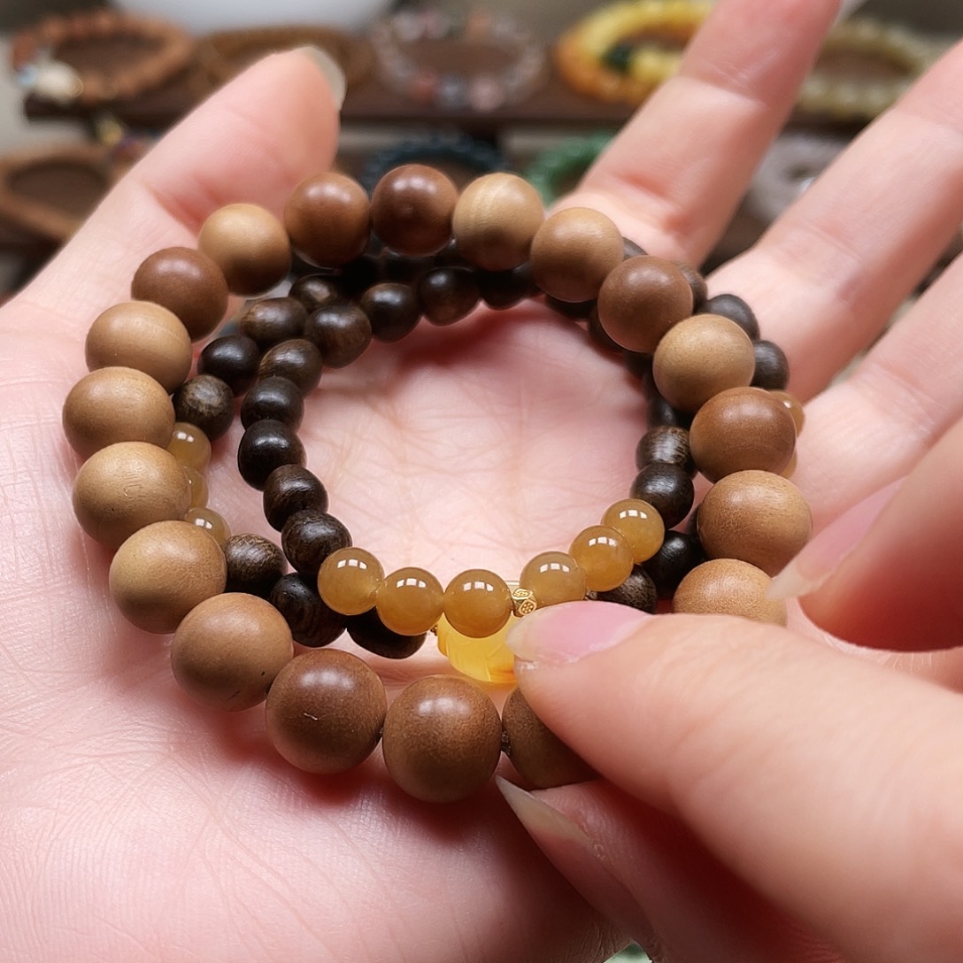 菩提无事牌檀香木卡1.0单圈手串