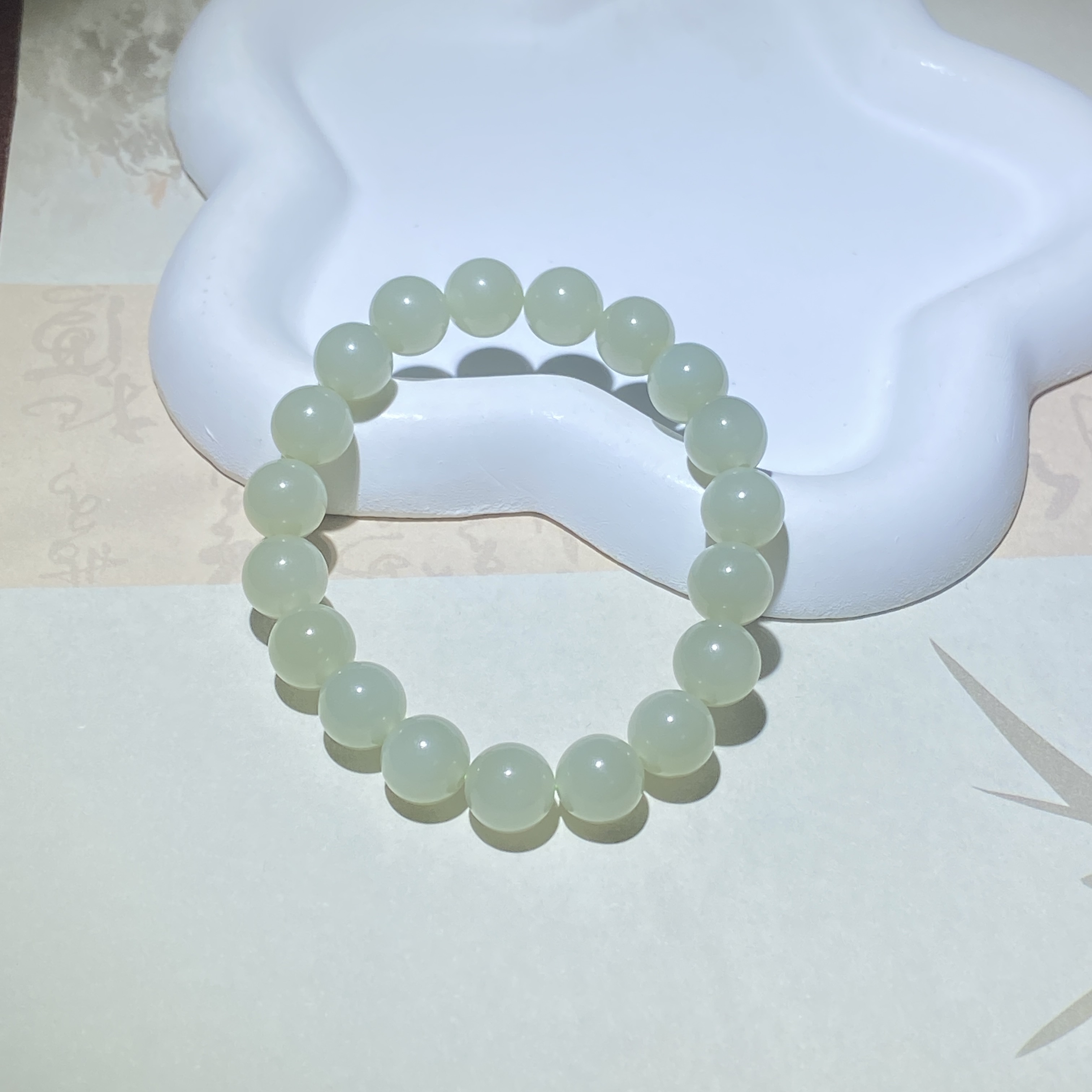 SC608 和田玉特级一细葡萄肉手串约卡10mm