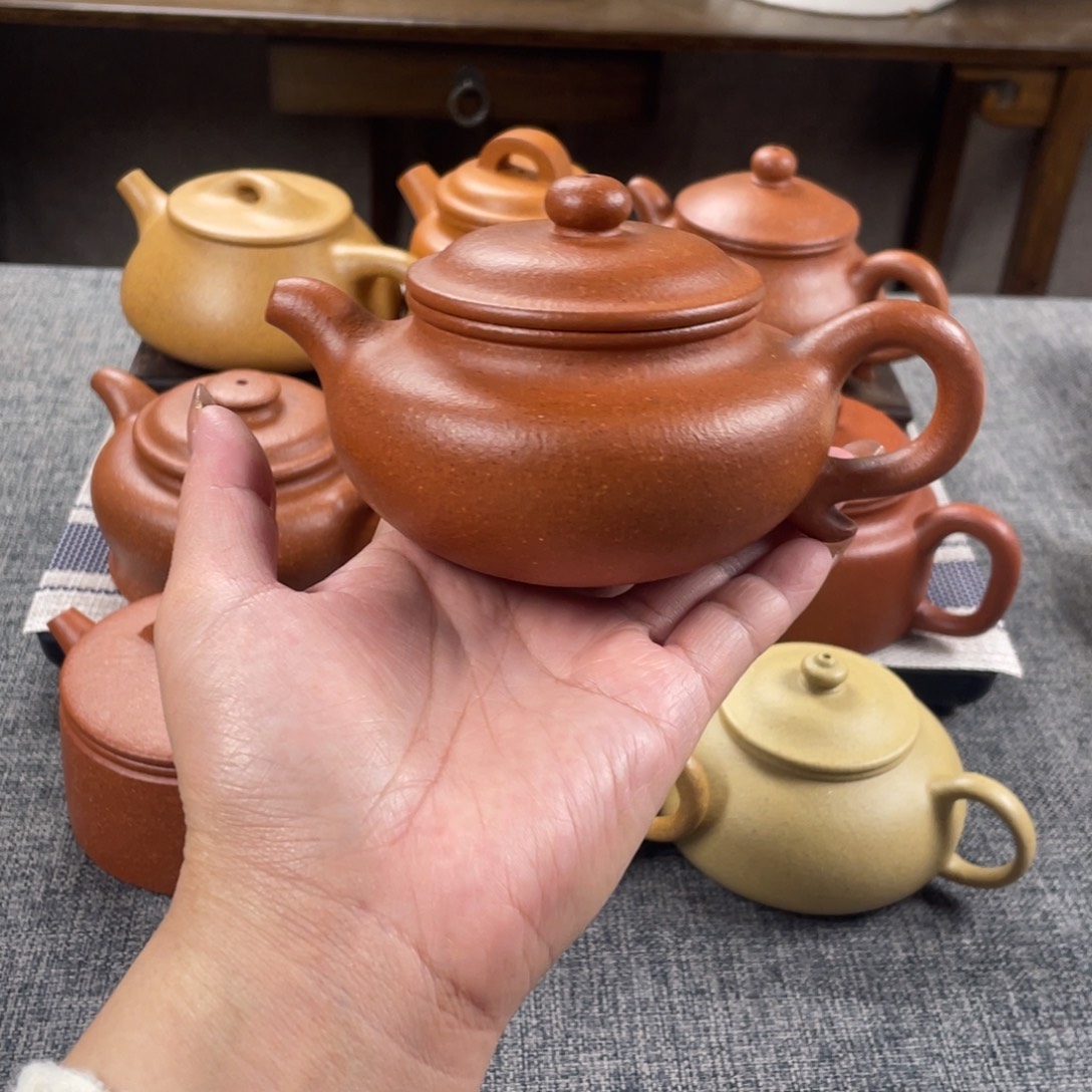 茶壶紫砂红降坡仿古全手30目200