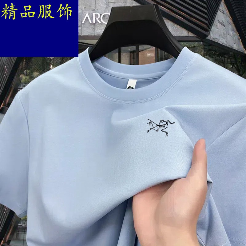 【撤柜折扣】正品始祖新款刺绣鸟男士短袖T恤大牌纯色半袖体恤潮