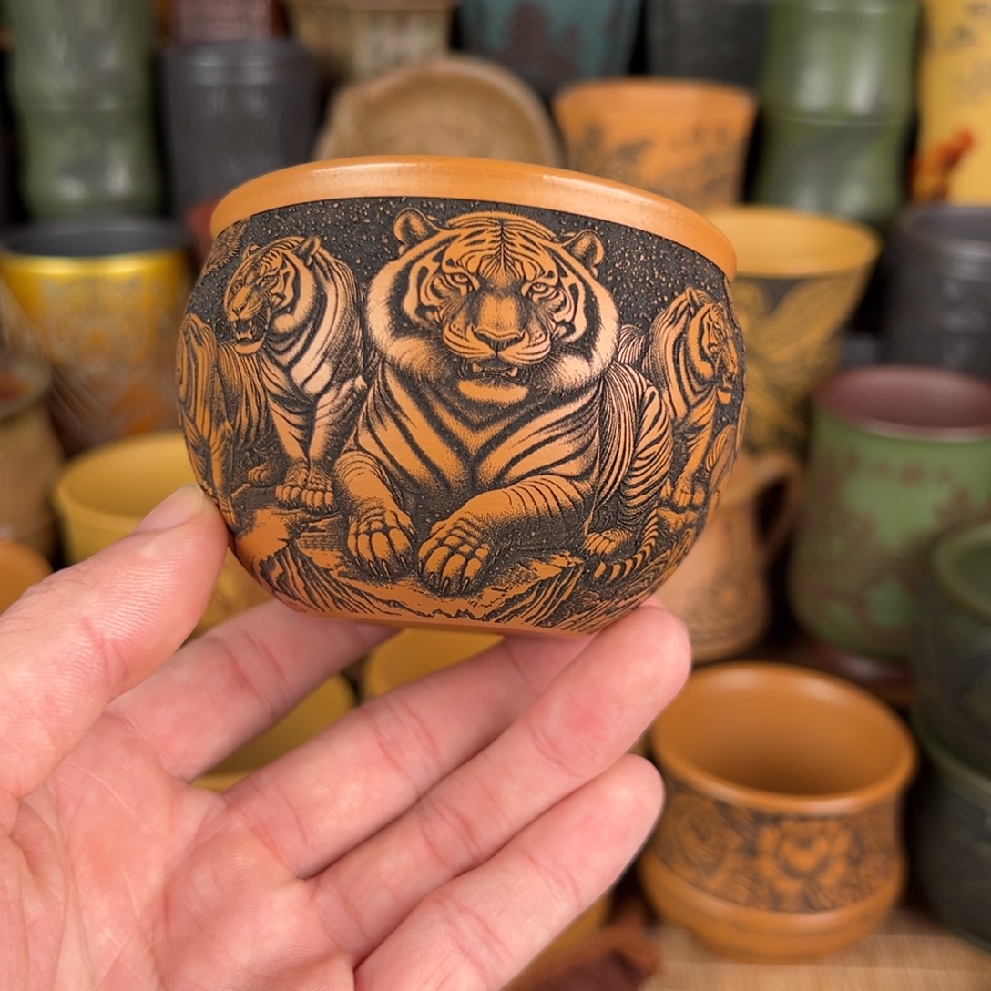 紫砂茶杯宜兴原矿紫砂杯