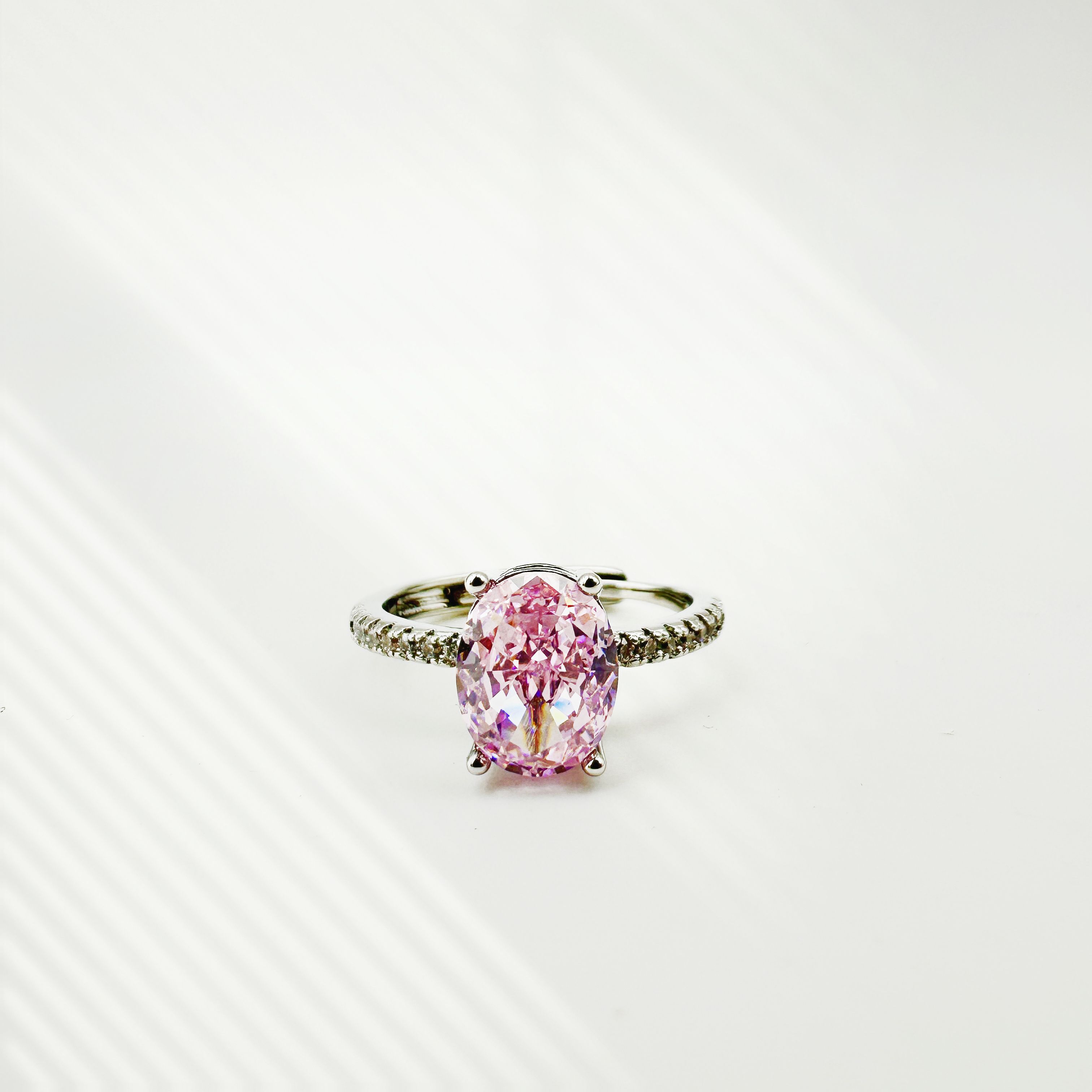 铜合金合成锆石戒指 L3-1337 少女粉百搭时尚轻奢戒指