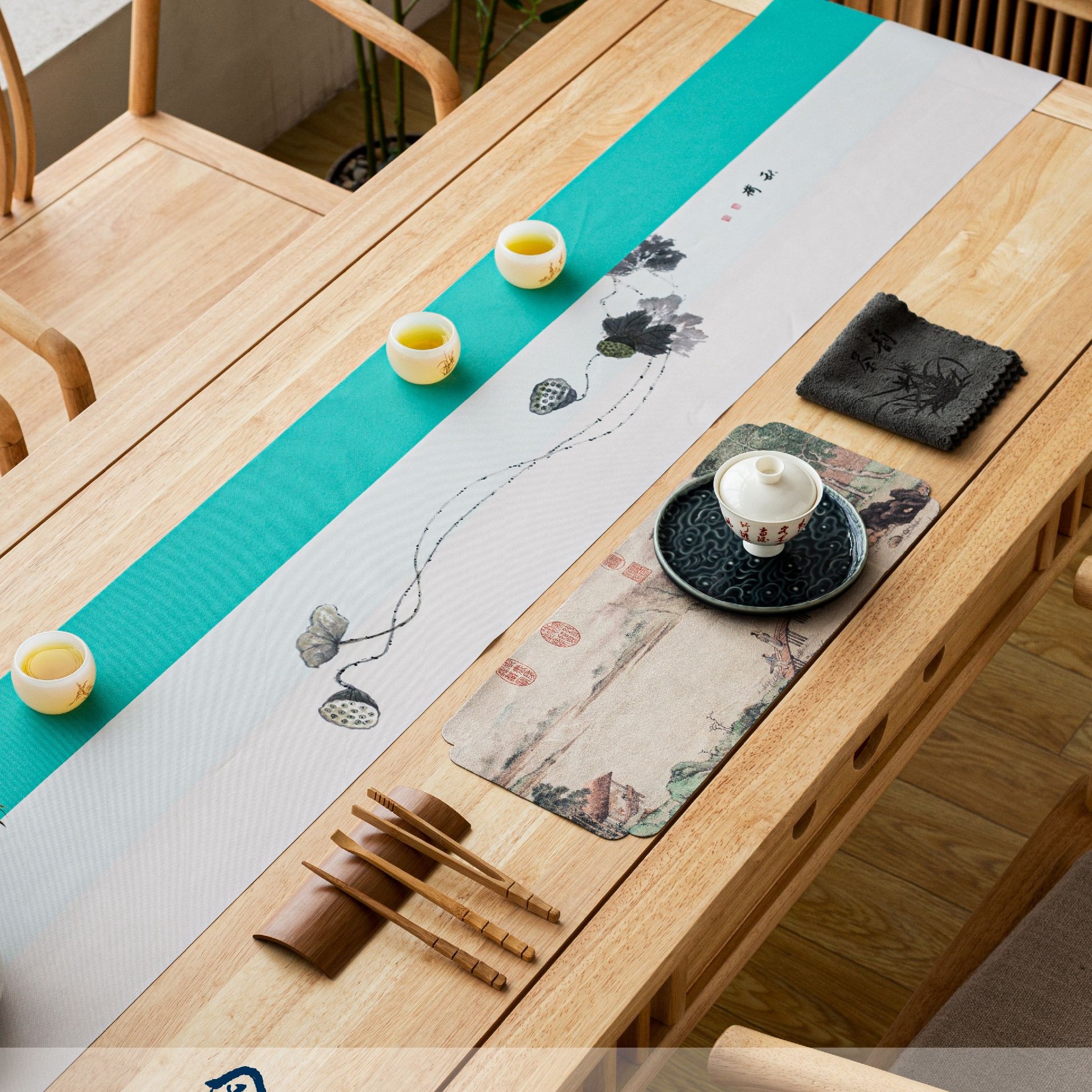 【113】秋荷茶席三件套2（面20+底20）*2 2.5 3米