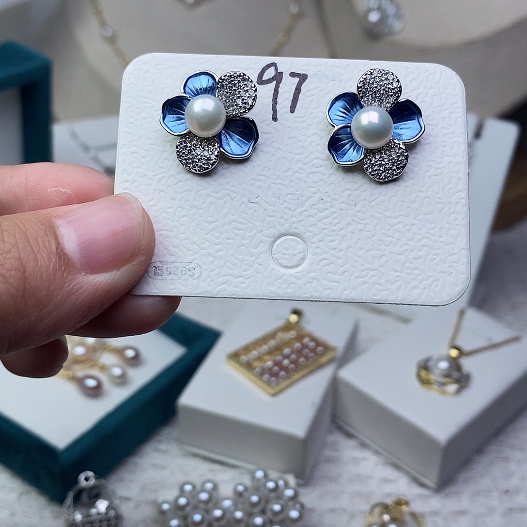 淡水珍珠耳饰银S925镶嵌