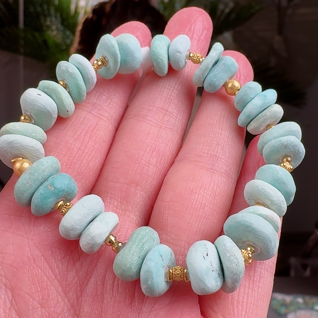 绿松石珠宝奇石18K金镶嵌