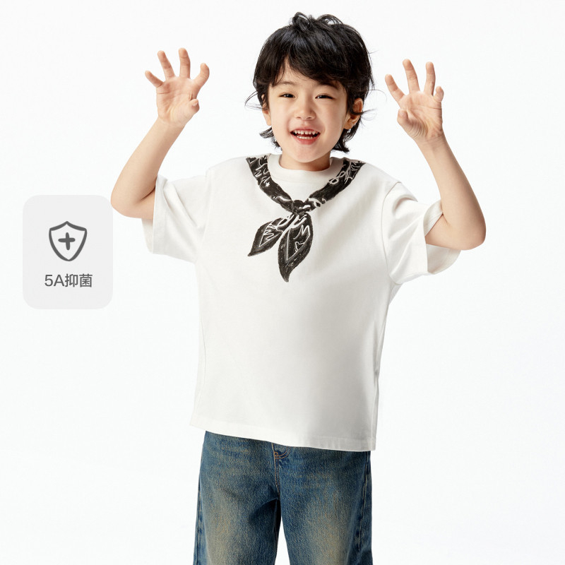 5A抑菌littlemoco童装26春新款男女童艺术印花短袖t恤上衣