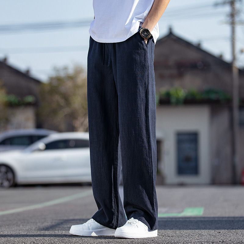 亚麻裤男夏季薄款棉麻裤子2025新款男士休闲长裤夏天中式套装男装