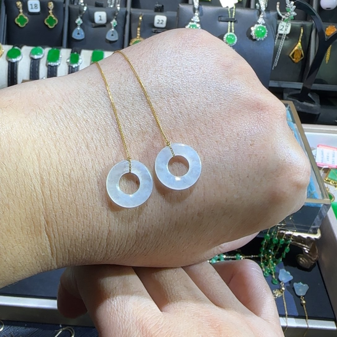 翡翠18K金镶嵌颈饰耳线