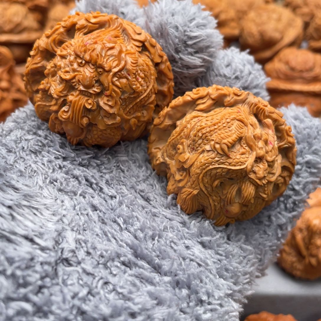 手串/手链核桃秋***神龙白狮子核桃雕刻核桃雕刻