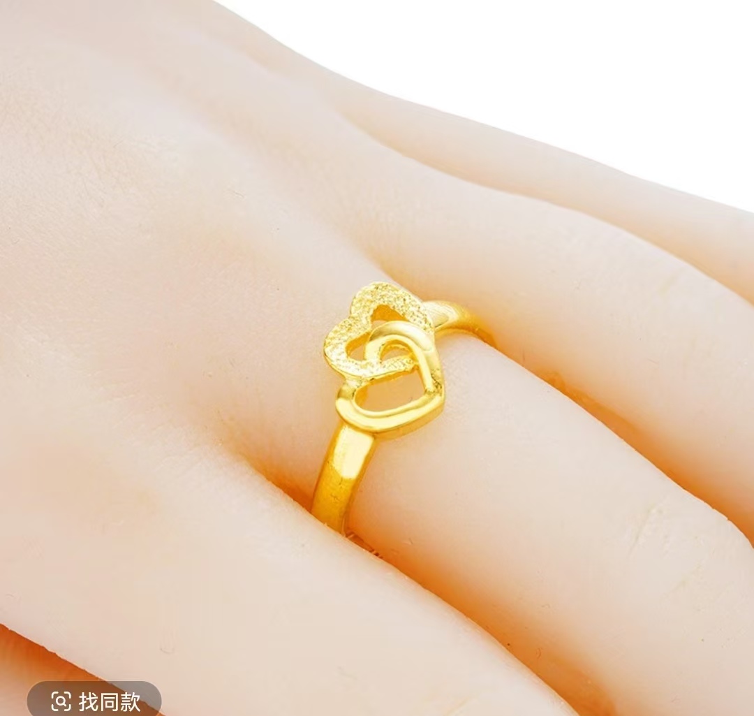 合金戒指 饰品简约首饰指环2025款【爱心戒指百搭】金色时尚大气