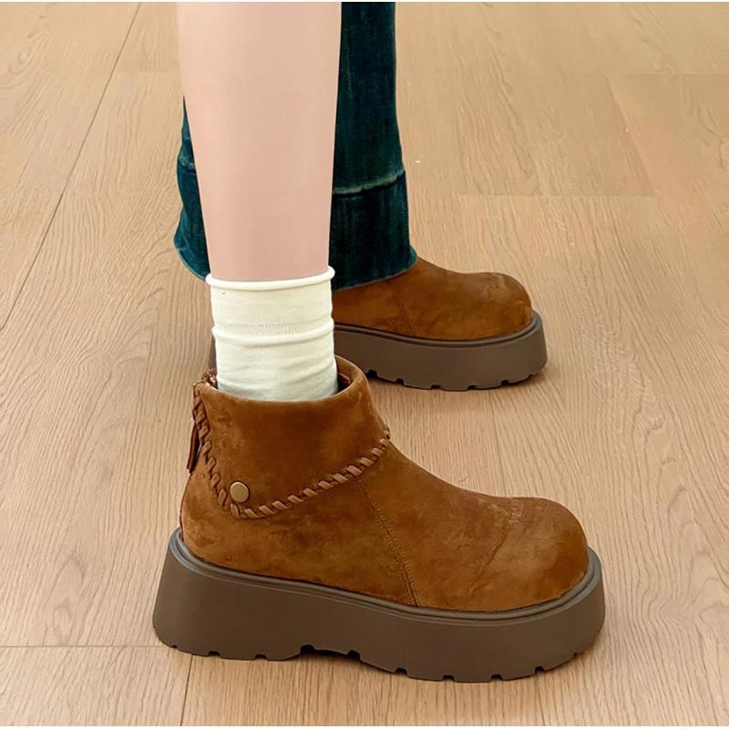 秋季2025新款复古花边厚底增高博肯短靴女马丁靴