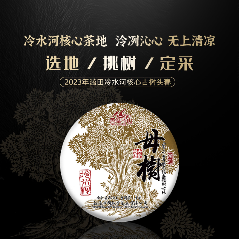 吾味奇山2023年母树系列易武滥田冷水河古树茶普洱茶生茶饼200g