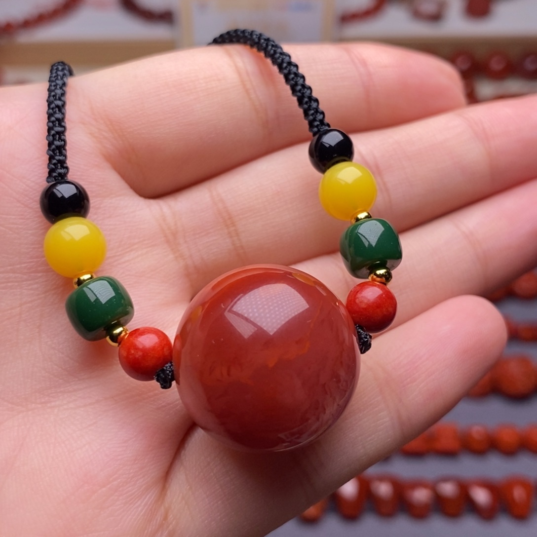 南红玛瑙未镶嵌配饰22➕火焰纹锁骨链