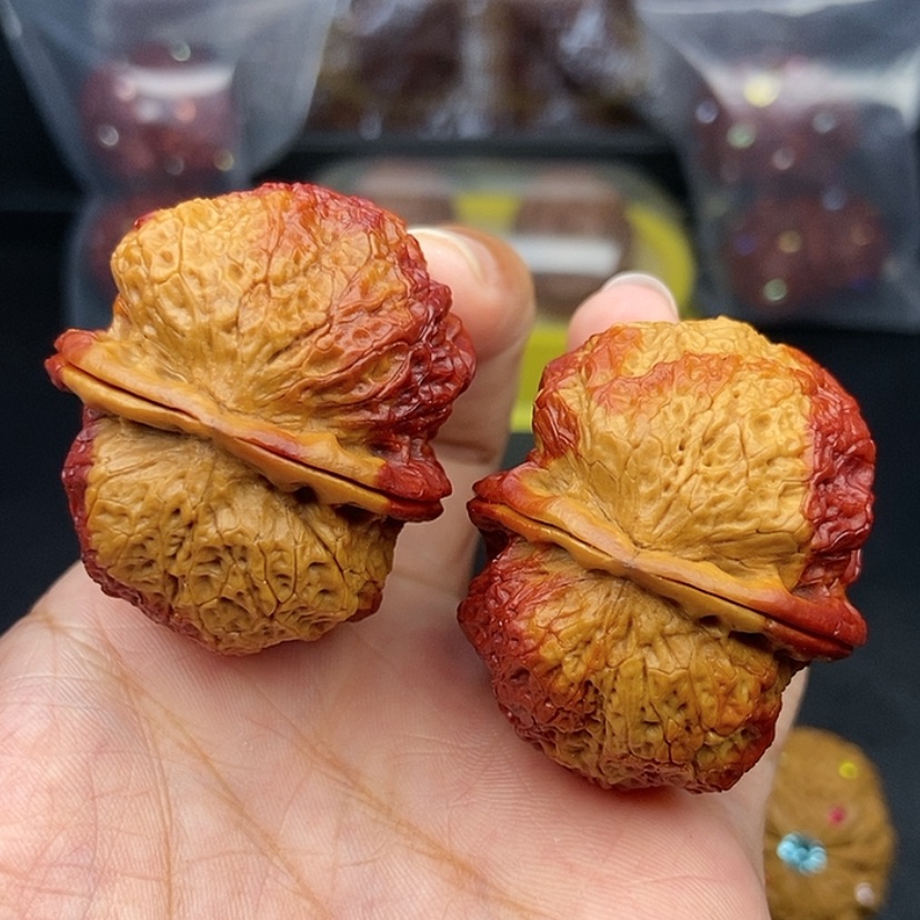 【闪购商品】把件文玩核桃41尺饕餮金蟾55.8克