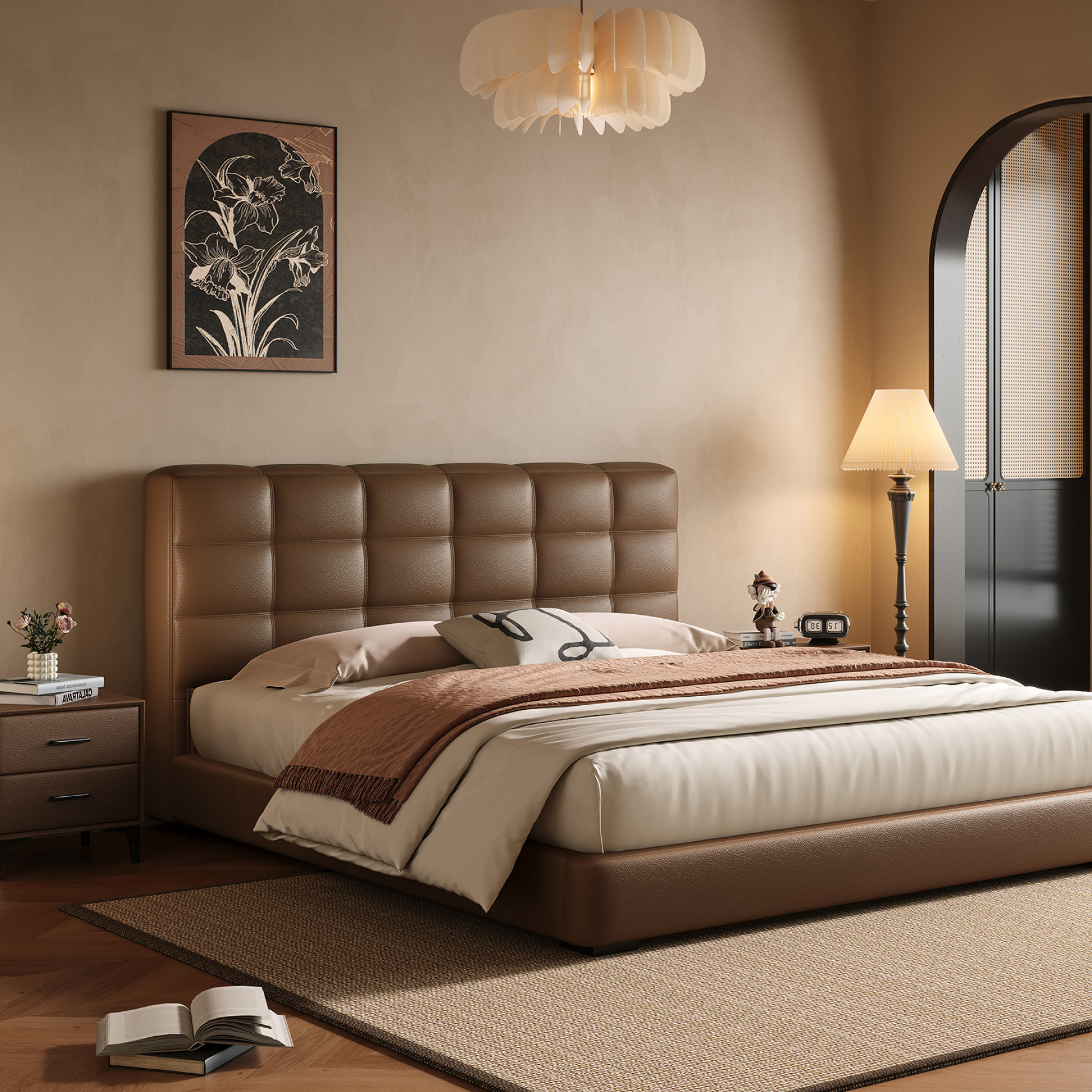 织梦师【劳伦斯床】真皮床现代简约大气软包1.8米x2.0米主卧大床