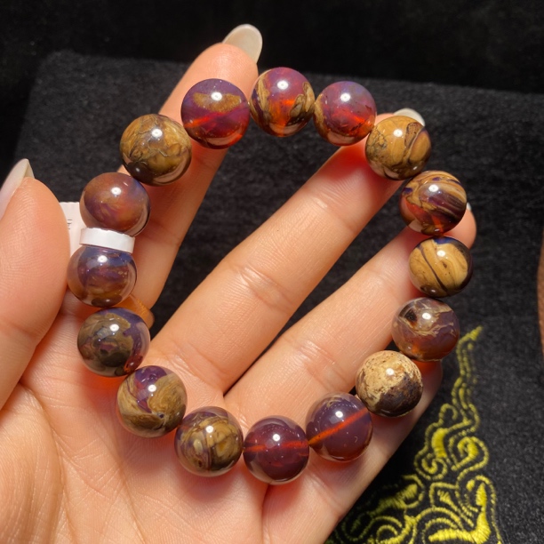 天然缅甸琥珀妖花溶洞手串