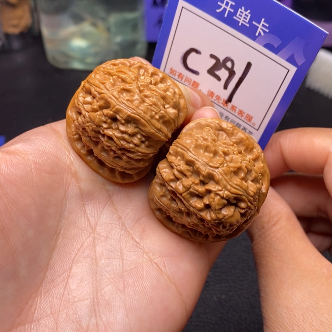 文玩核桃把件39三角白c291