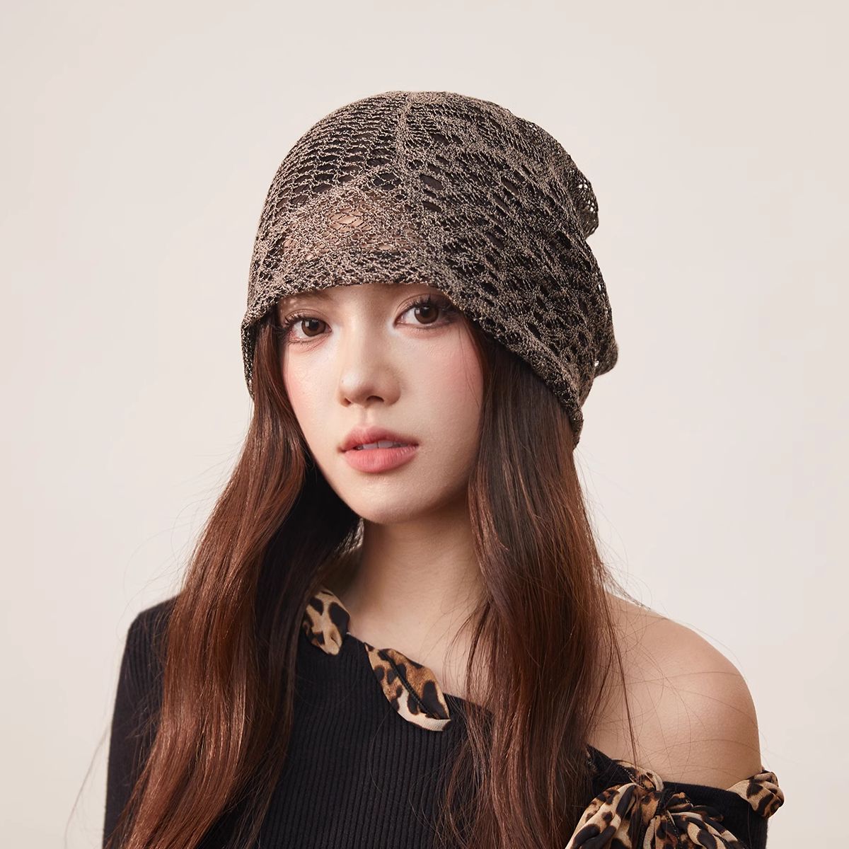 设计师款慵懒风堆堆帽女夏季薄款镂空透气套头帽时尚潮牌街拍冷帽