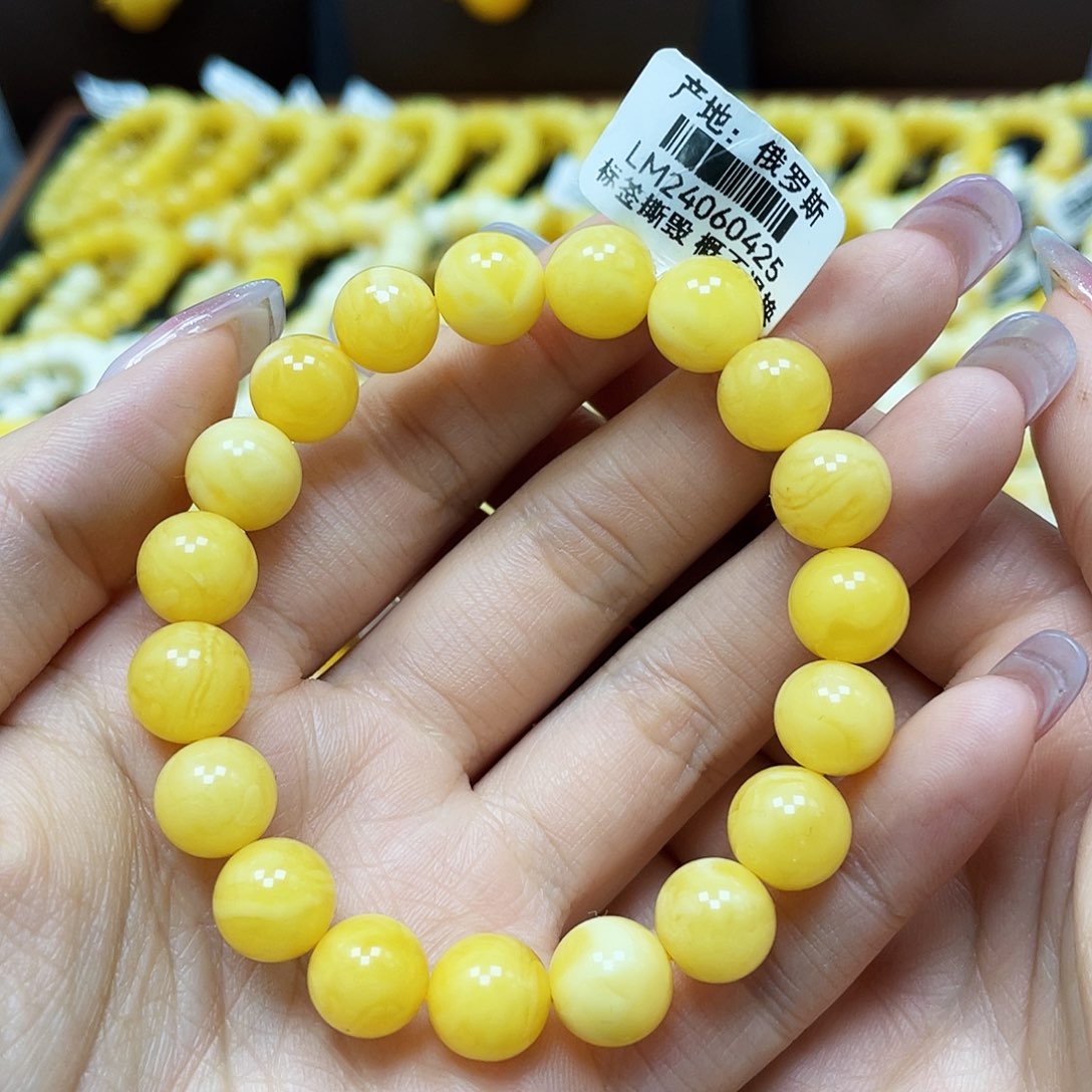 蜜蜡裸石未镶嵌圆珠手串10➕mm福利