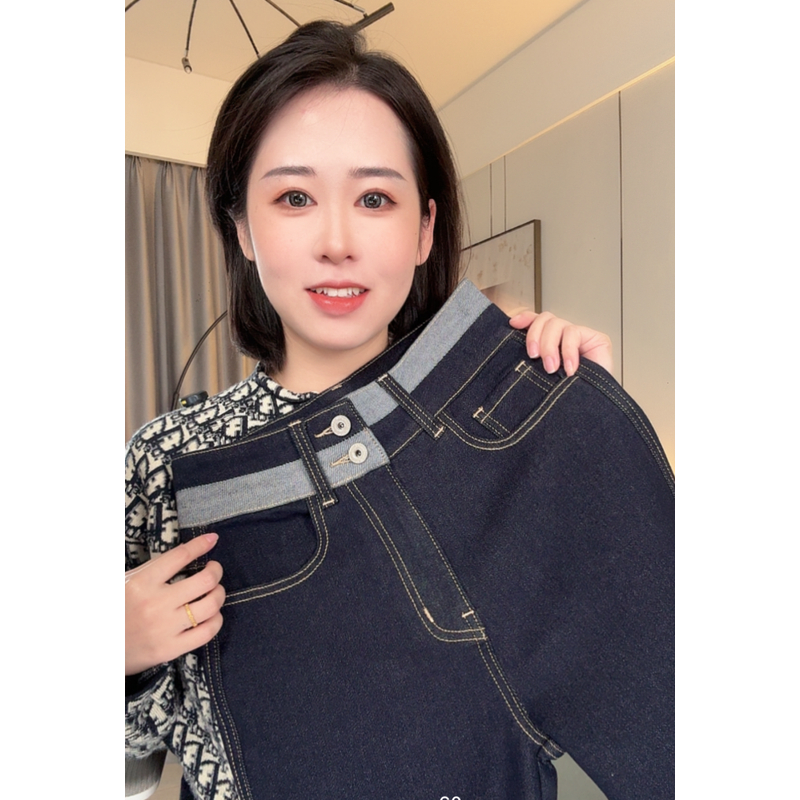 复古丹宁蓝微弹牛仔裤女2025秋冬新款时尚设计感百搭显瘦直筒长裤
