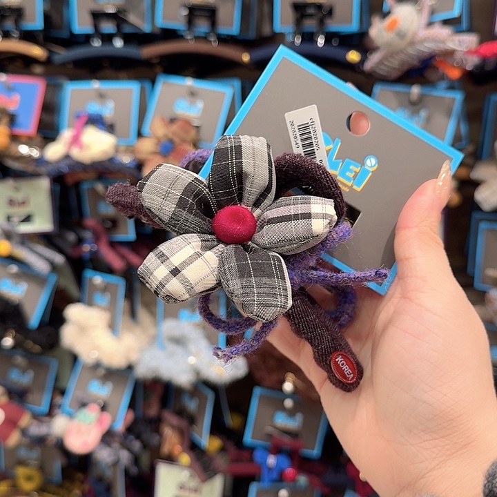 黑白格子充棉紫色抓夹