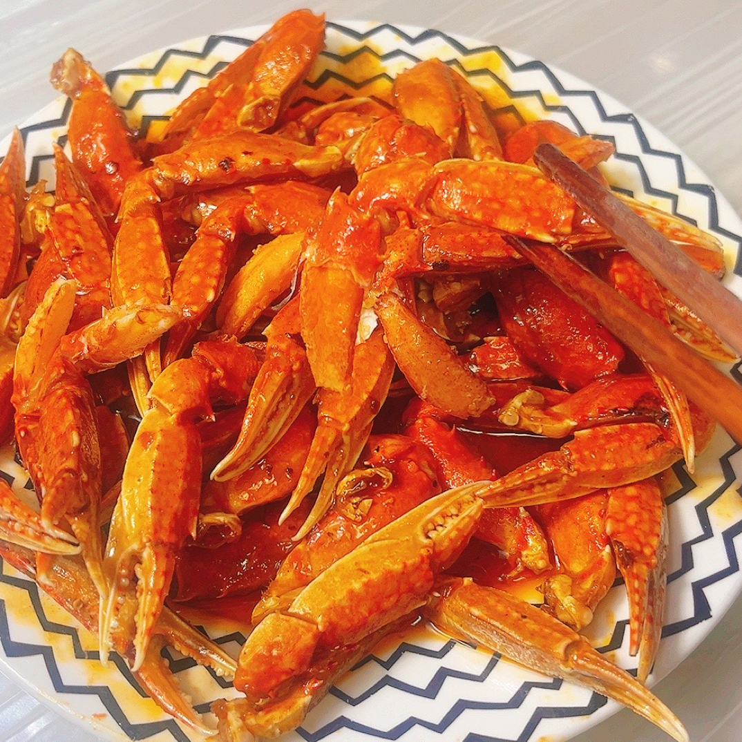 新鲜现做麻辣扁蟹钳爆炒麻辣蟹钳舟山梭子蟹开盖即食零食顺丰包邮