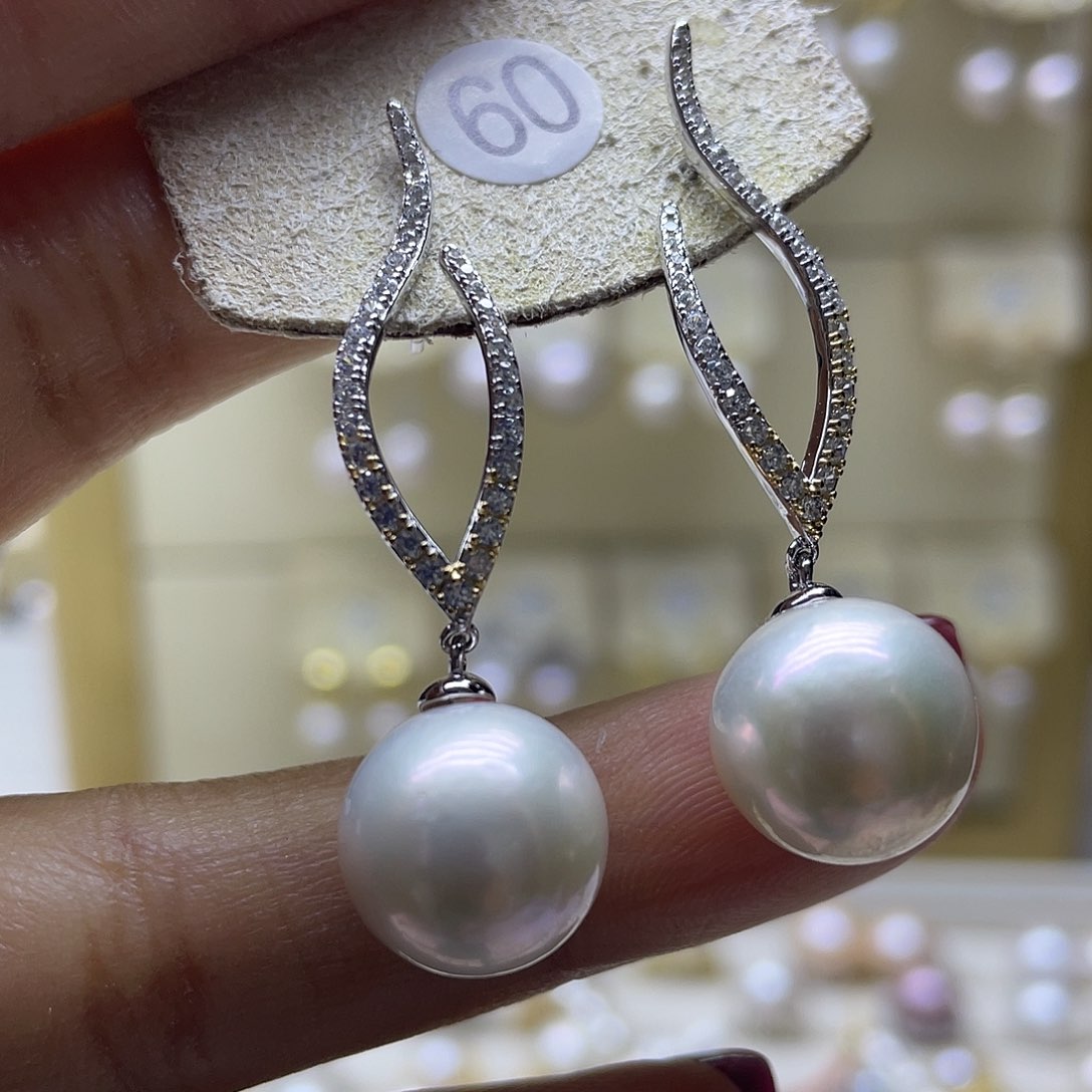 淡水珍珠耳饰银S925镶嵌