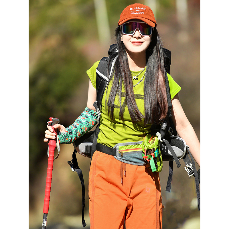 北京森林户外原创立体绣花运动休闲修身透气徒步登山速干衣T恤女