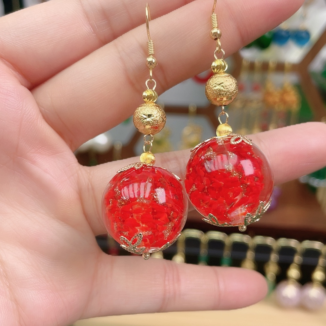 石英岩玉合金耳饰