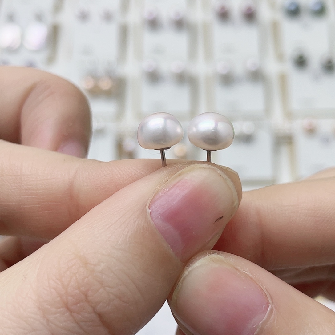 顺***.淡水珍珠耳饰银S925镶嵌