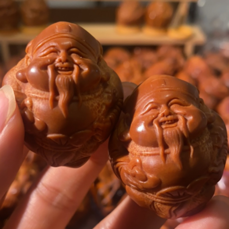 官帽财神卡35一对巴西大橄榄手工雕刻高端定制全品无瑕