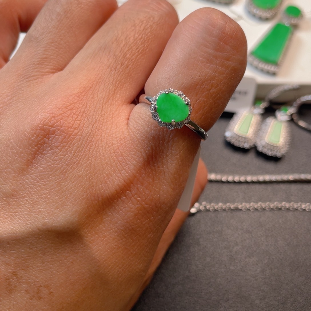 翡翠吊坠(不含链)银S925镶嵌戒指