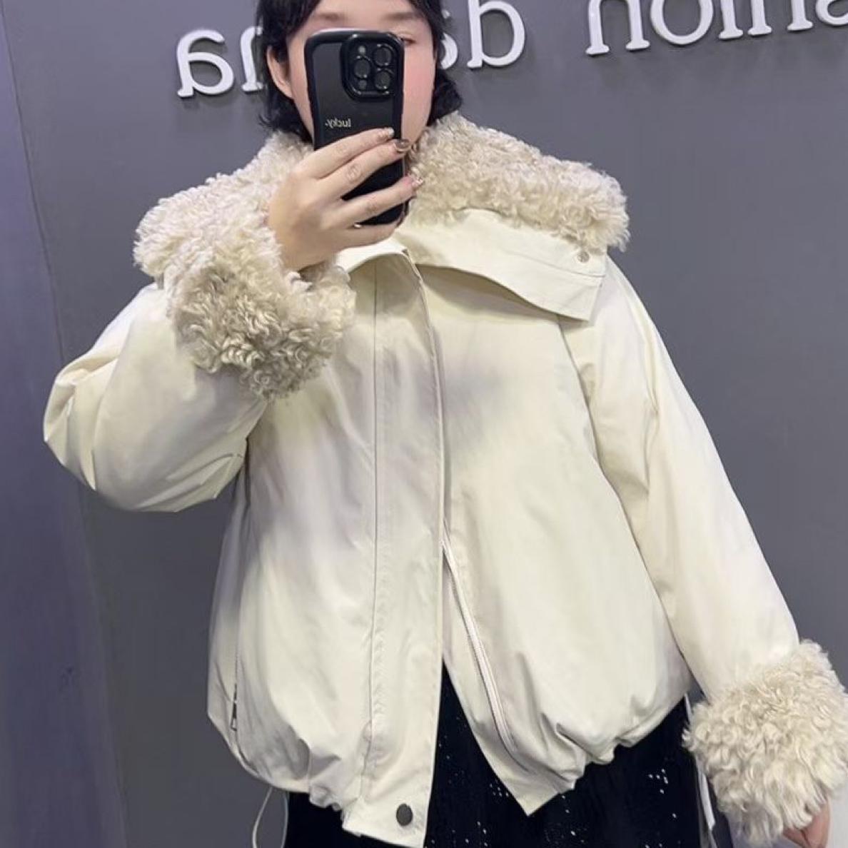 冬季拼接泰迪毛棉服轻奢外套韩版休闲时尚潮流显瘦百搭抽绳保暖