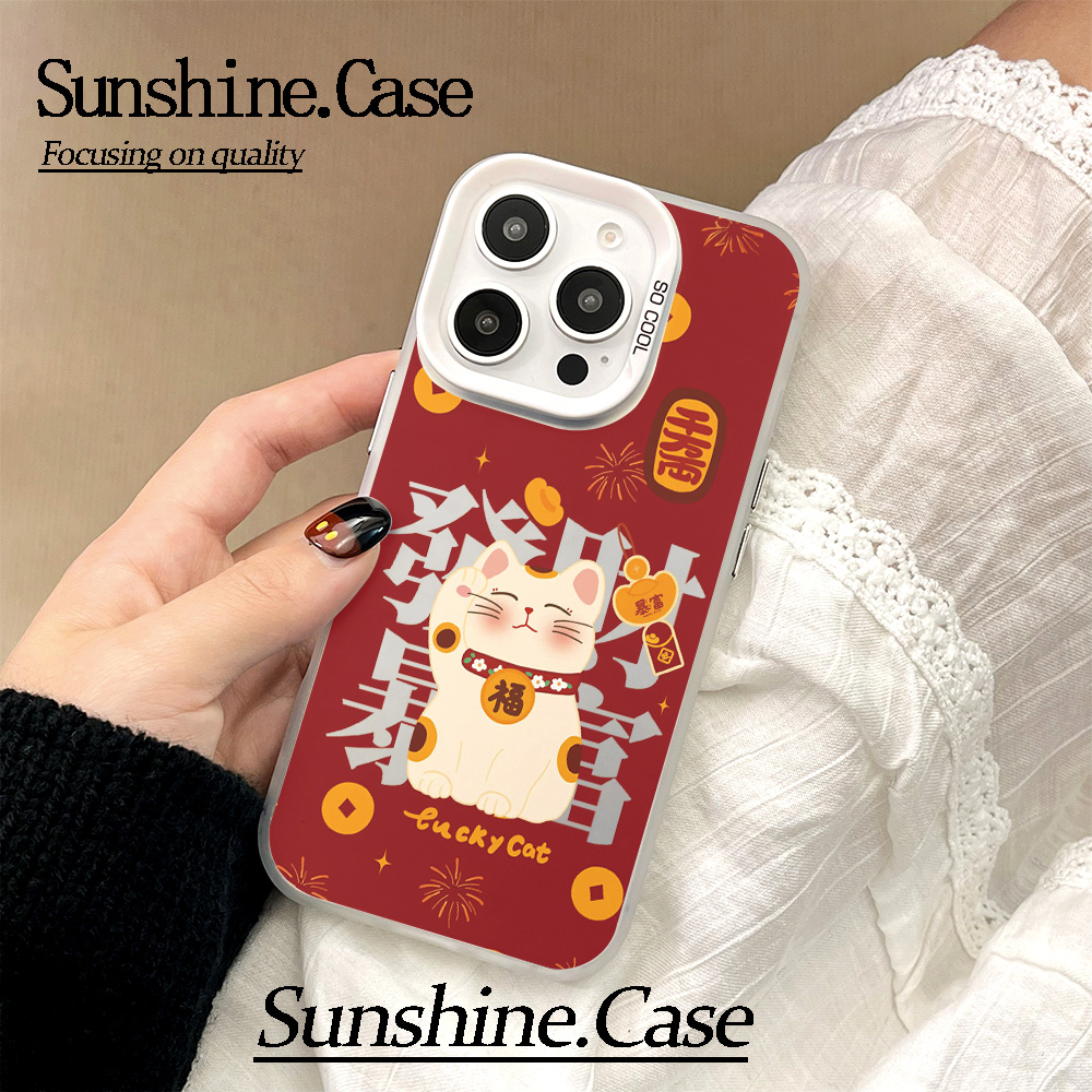 【彩银】招财猫适用于苹果16promax华为vivo小米oppo防摔手机壳