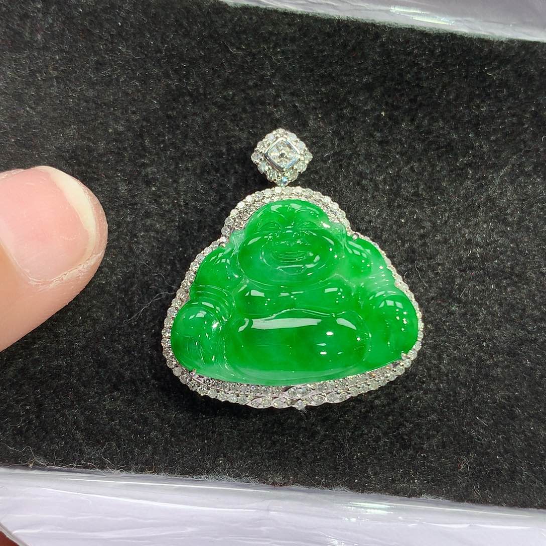 翡翠吊坠(赠链)18K金镶嵌