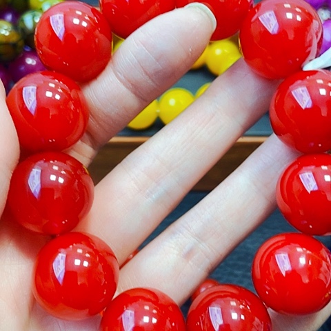 玛瑙/玉髓手链未镶嵌鸽血红20