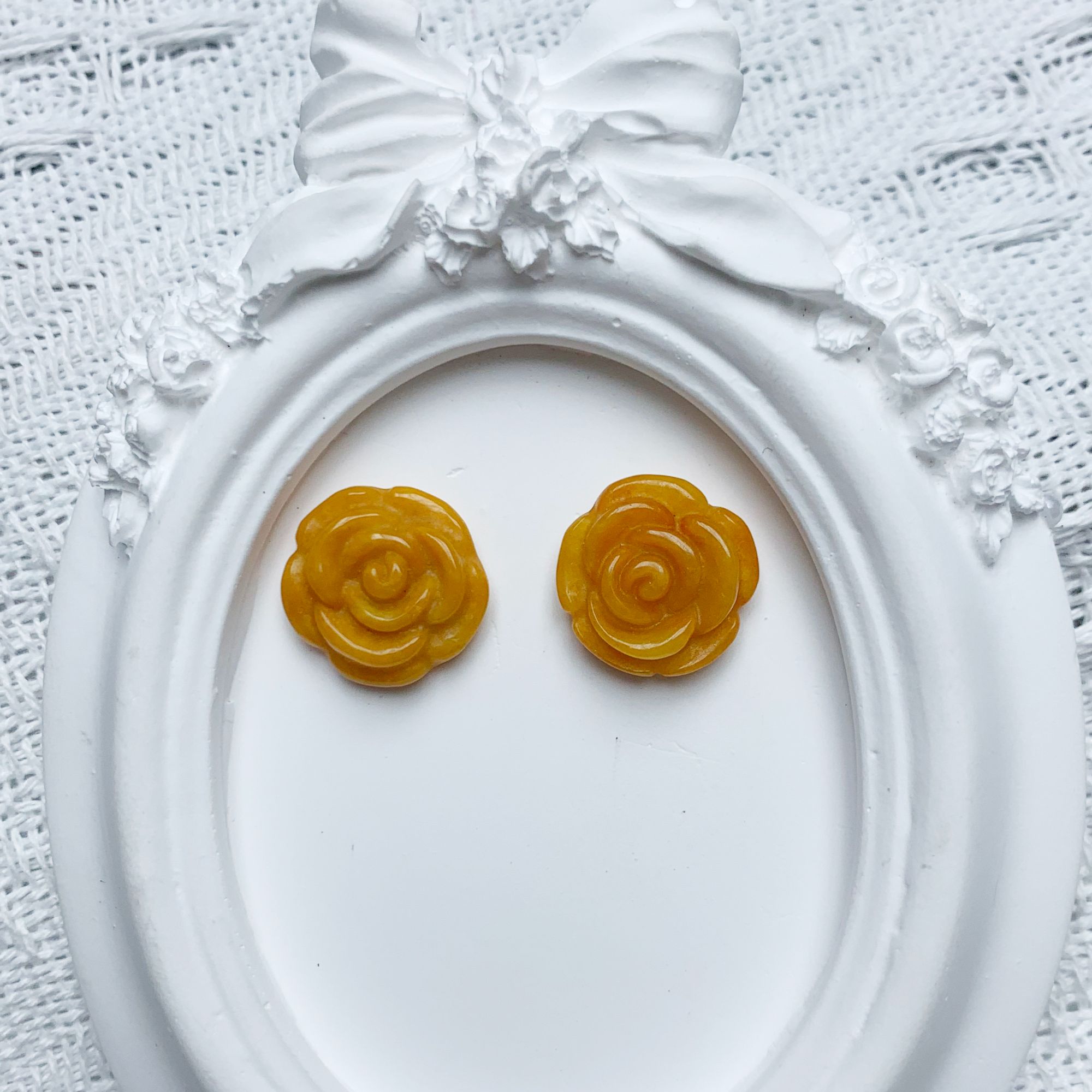 天然翡翠高端气质时尚民族风设计黄翡耳钉翡翠耳环