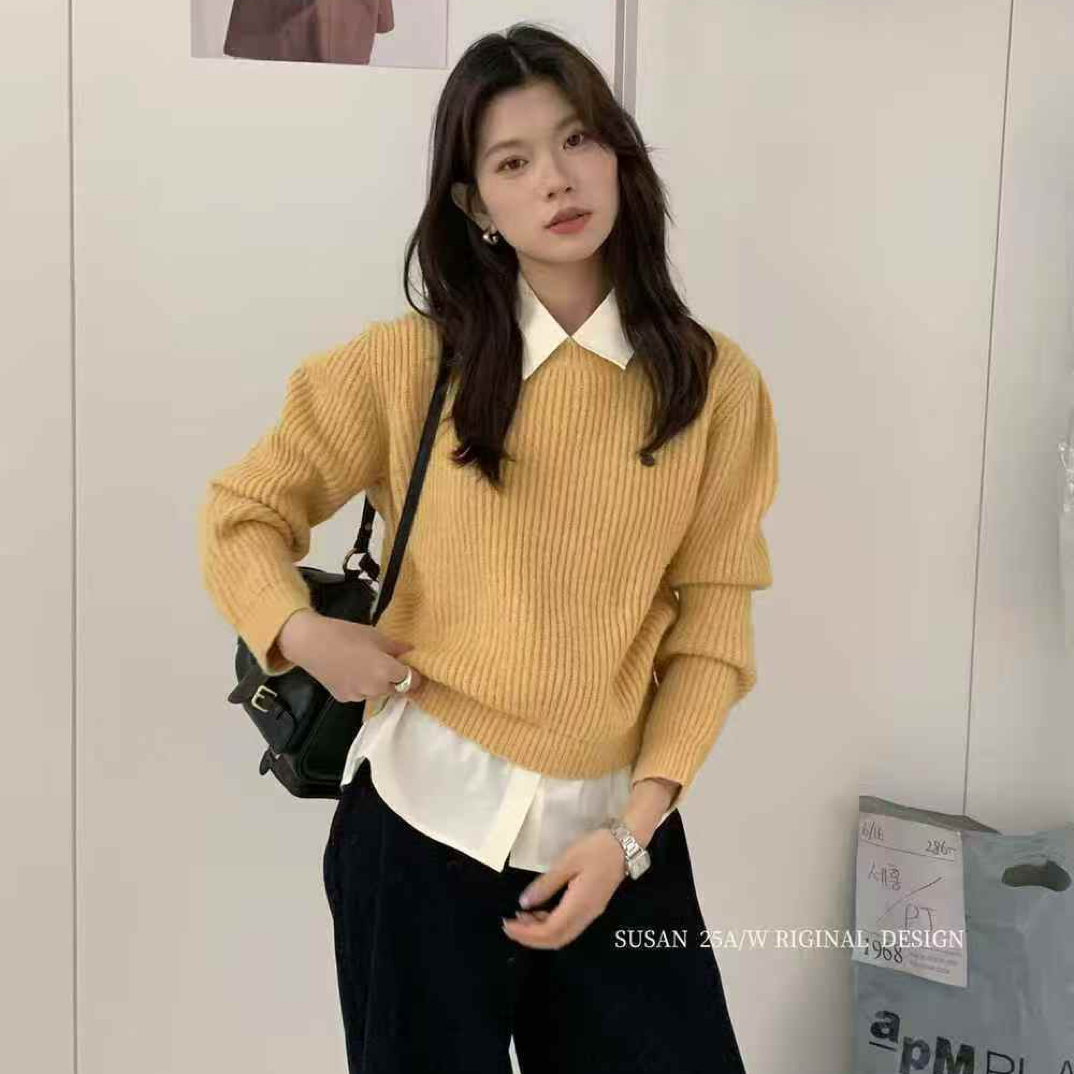 susan@mw3651 韩系设计感假两件减龄毛衣（领口可拆卸） 12-9