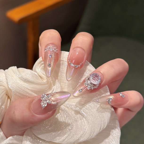【烟花易冷】5A级高碳锆石蓝紫烟花切气质高级2070103纯手工穿戴甲