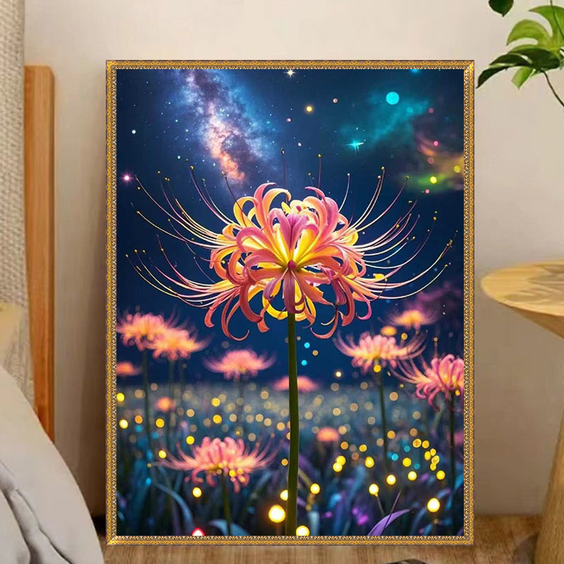 黄色彼岸花曼珠沙华古风高级感小幅十字绣简单绣DIY手工刺绣套件