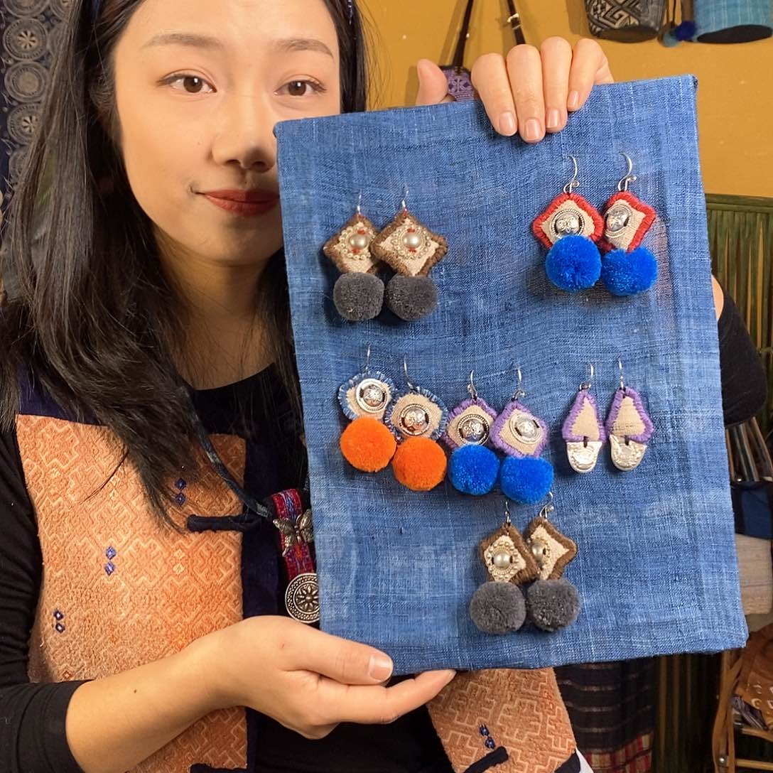 织绣手工制作耳环